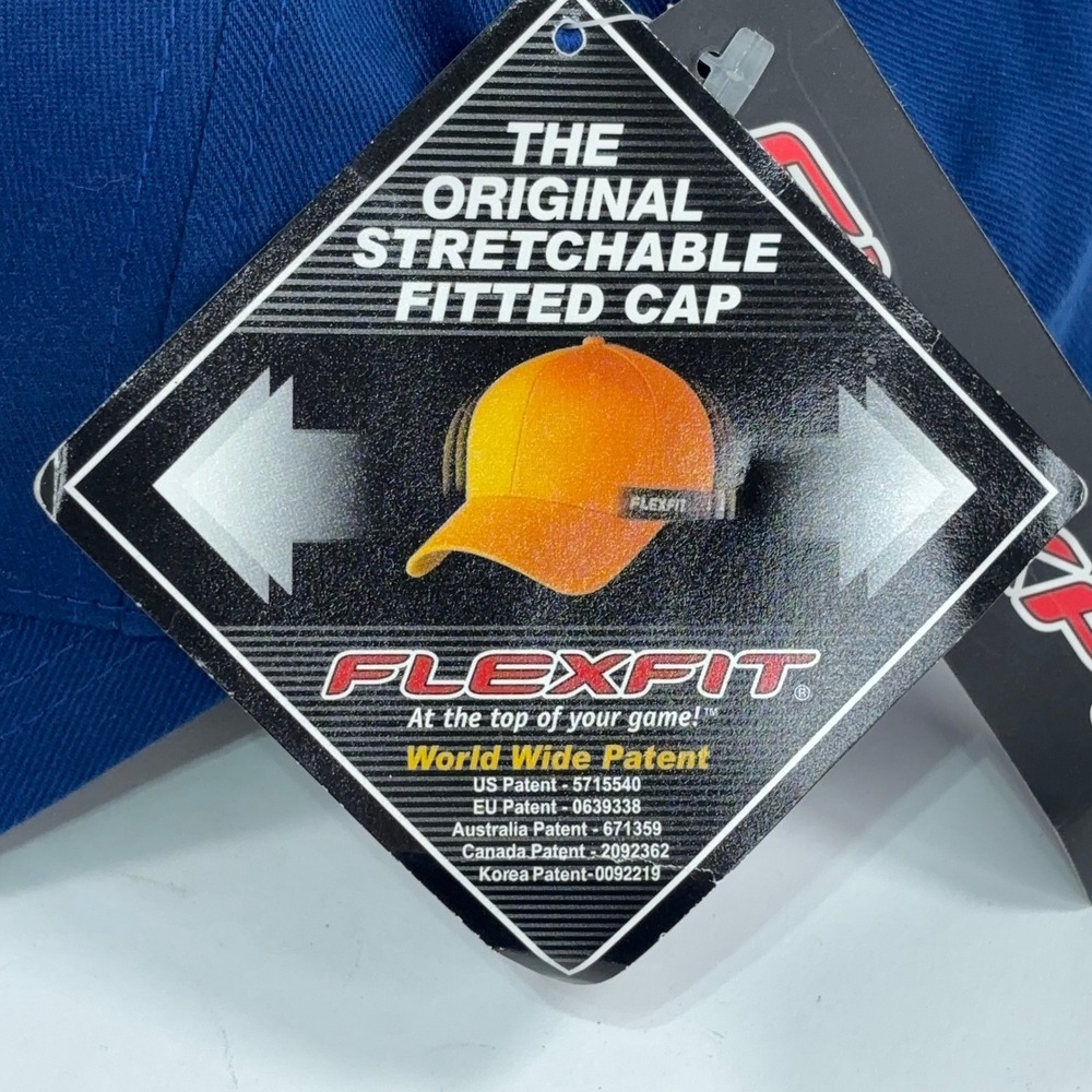 Flexfit Yupoong Dukes Racing Hat Royal Blue Embroidered USA Flag Cap L-XL NWT - Picture 8 of 8